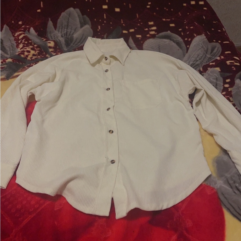White cream oversized jacket shirt top small